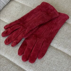 Isotoner Red Suede Gloves